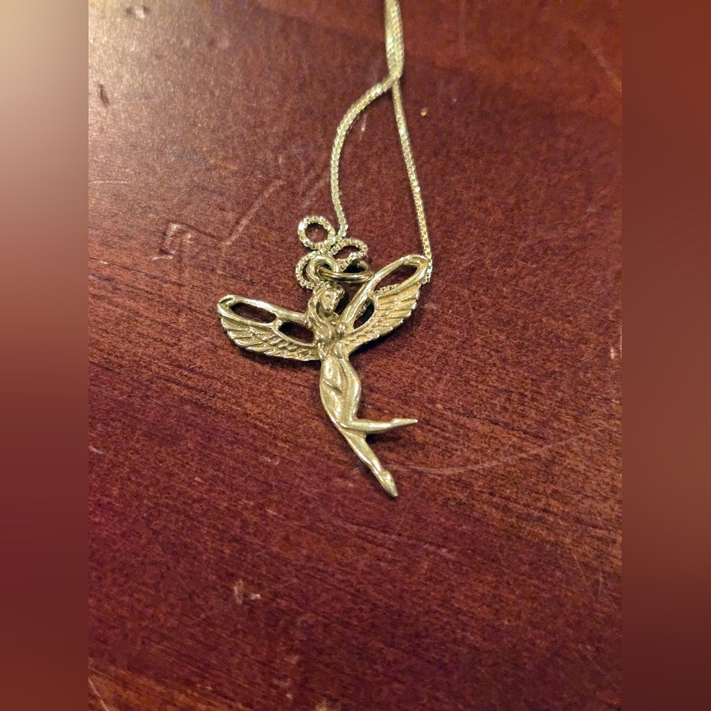 Sterling Silver Winged Fairy Goddess Pendant Necklace - Picture 7 of 8
